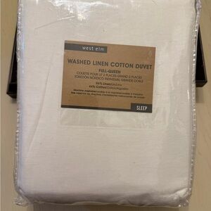 West Elm Washed Linen Cotton Duvet Cover - White